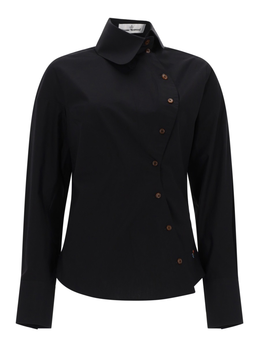 Vivienne Westwood Nice Fitted Asymmetrical Button Shirt Zwart