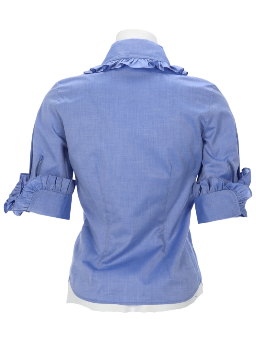 Vivienne Westwood Toulouse Frill Ruffled Cotton Shirt Blauw