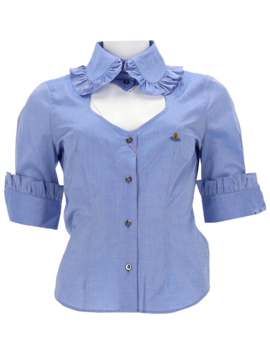 Vivienne Westwood Toulouse Frill Ruffled Cotton Shirt Blauw