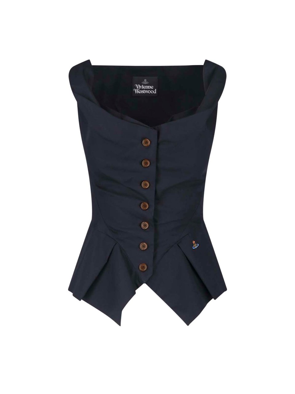 Vivienne Westwood Structured Asymmetrical Top with Off-Shoulder Neckline Zwart