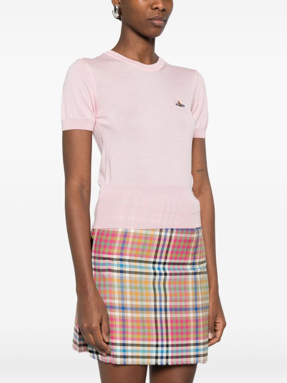 Vivienne Westwood Short-Sleeve Fitted Top With Embroidered Emblem Roze