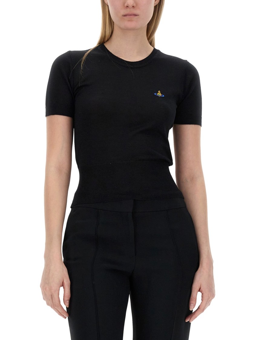 Vivienne Westwood Merino Wool-Silk Blend Knit Top Zwart