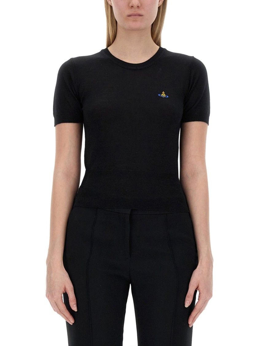 Vivienne Westwood Merino Wool-Silk Blend Knit Top Zwart