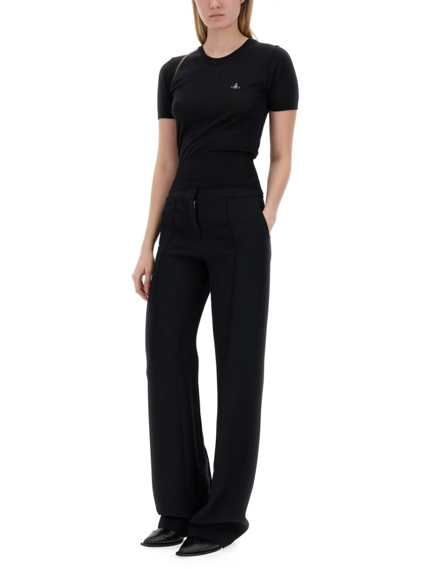 Vivienne Westwood Merino Wool-Silk Blend Knit Top Zwart