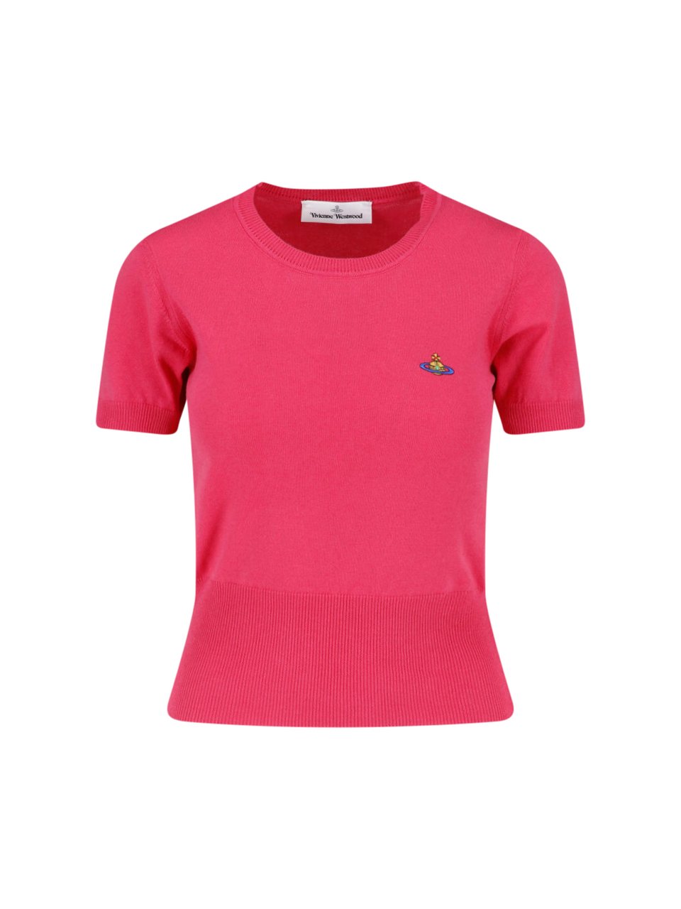 Vivienne Westwood Fitted Red Crop Top with Ribbed Details Rood
