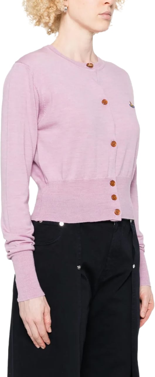 Vivienne Westwood Bea Cropped Cardi Pink Melange Roze