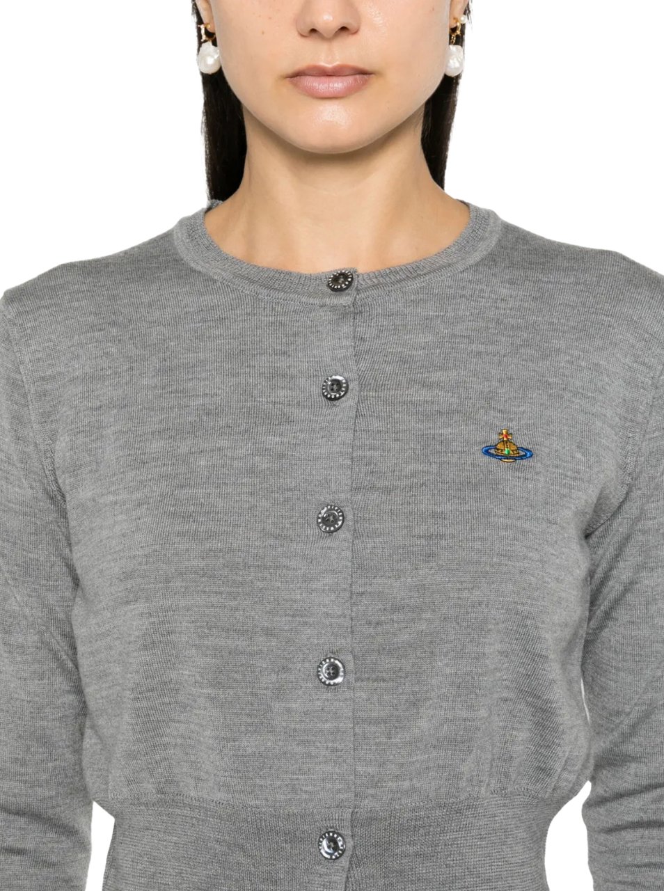 Vivienne Westwood Bea Cropped Cardi Grey Melange Grijs