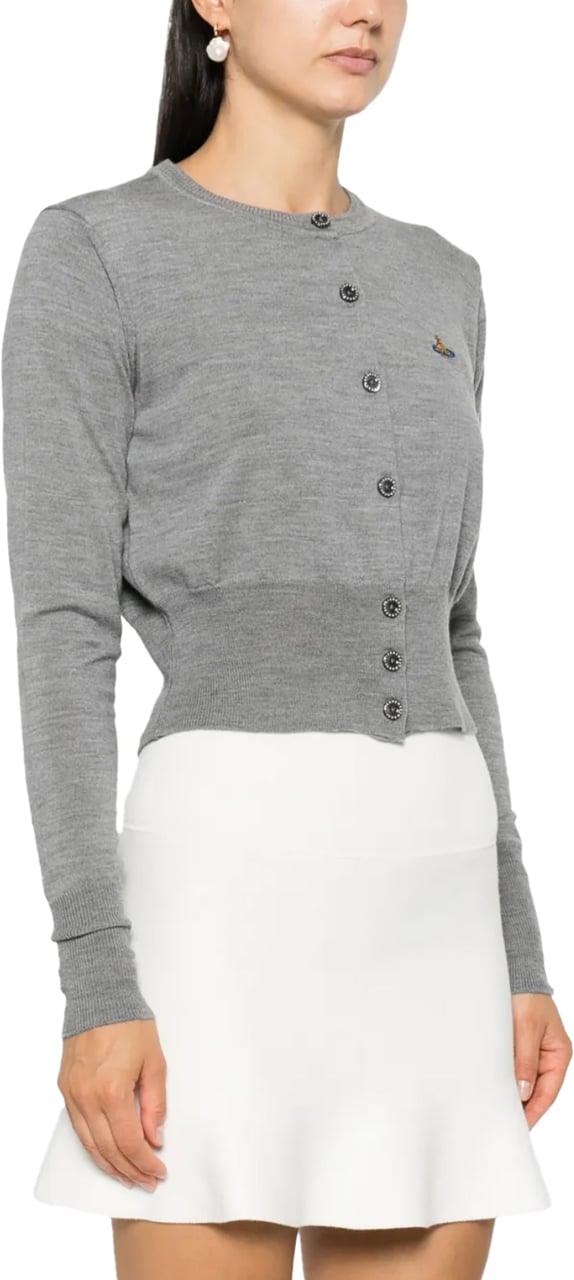 Vivienne Westwood Bea Cropped Cardi Grey Melange Grijs