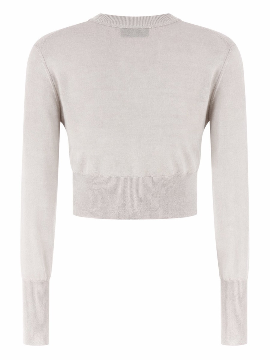 Vivienne Westwood Bea Knit Silk-Wool Cropped Cardigan Wit