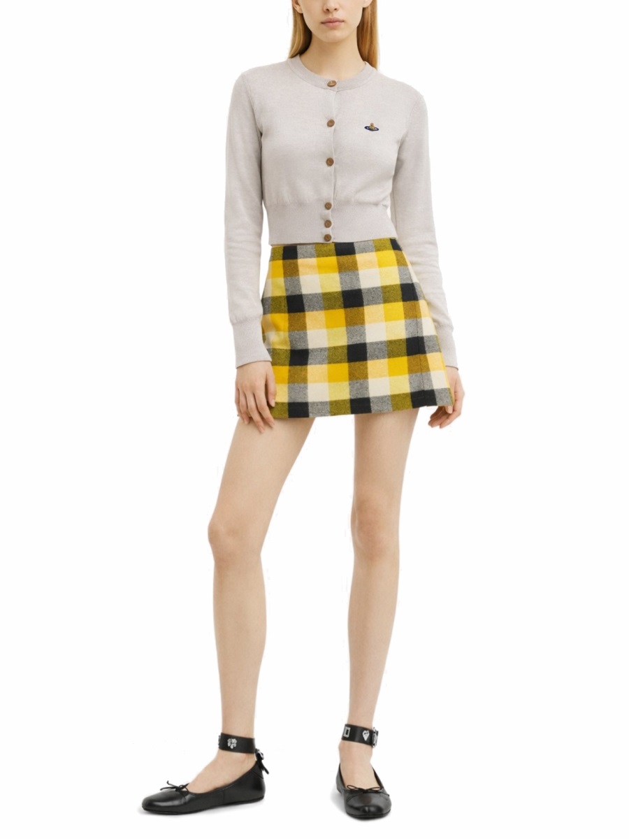 Vivienne Westwood Bea Knit Silk-Wool Cropped Cardigan Wit