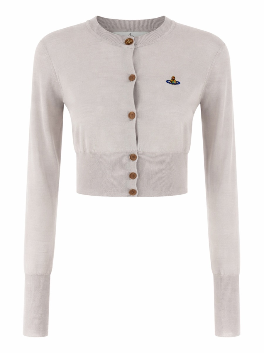 Vivienne Westwood Bea Knit Silk-Wool Cropped Cardigan Wit
