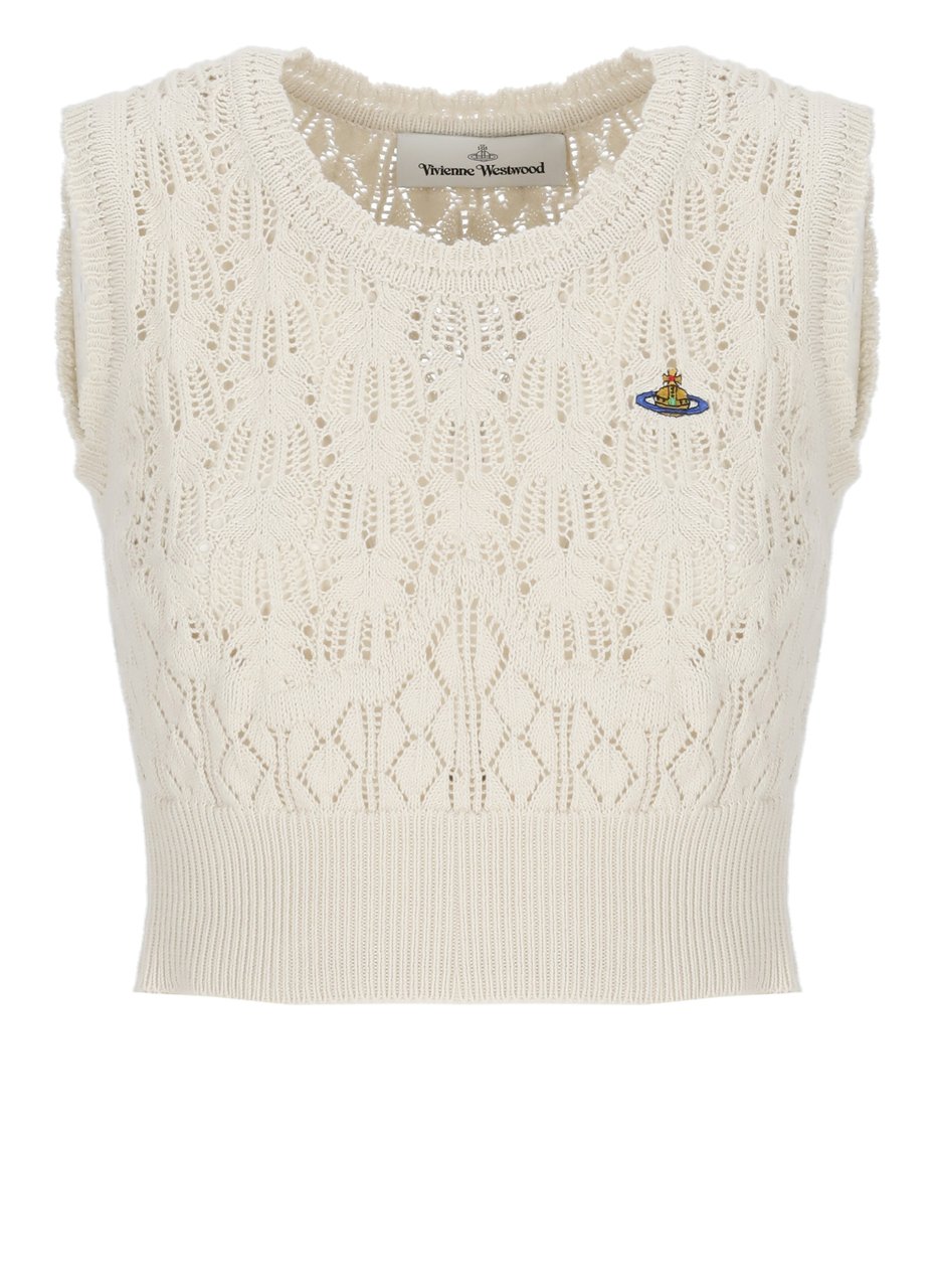 Vivienne Westwood Ivory Ella Orb Lace Tank Top Neutraal