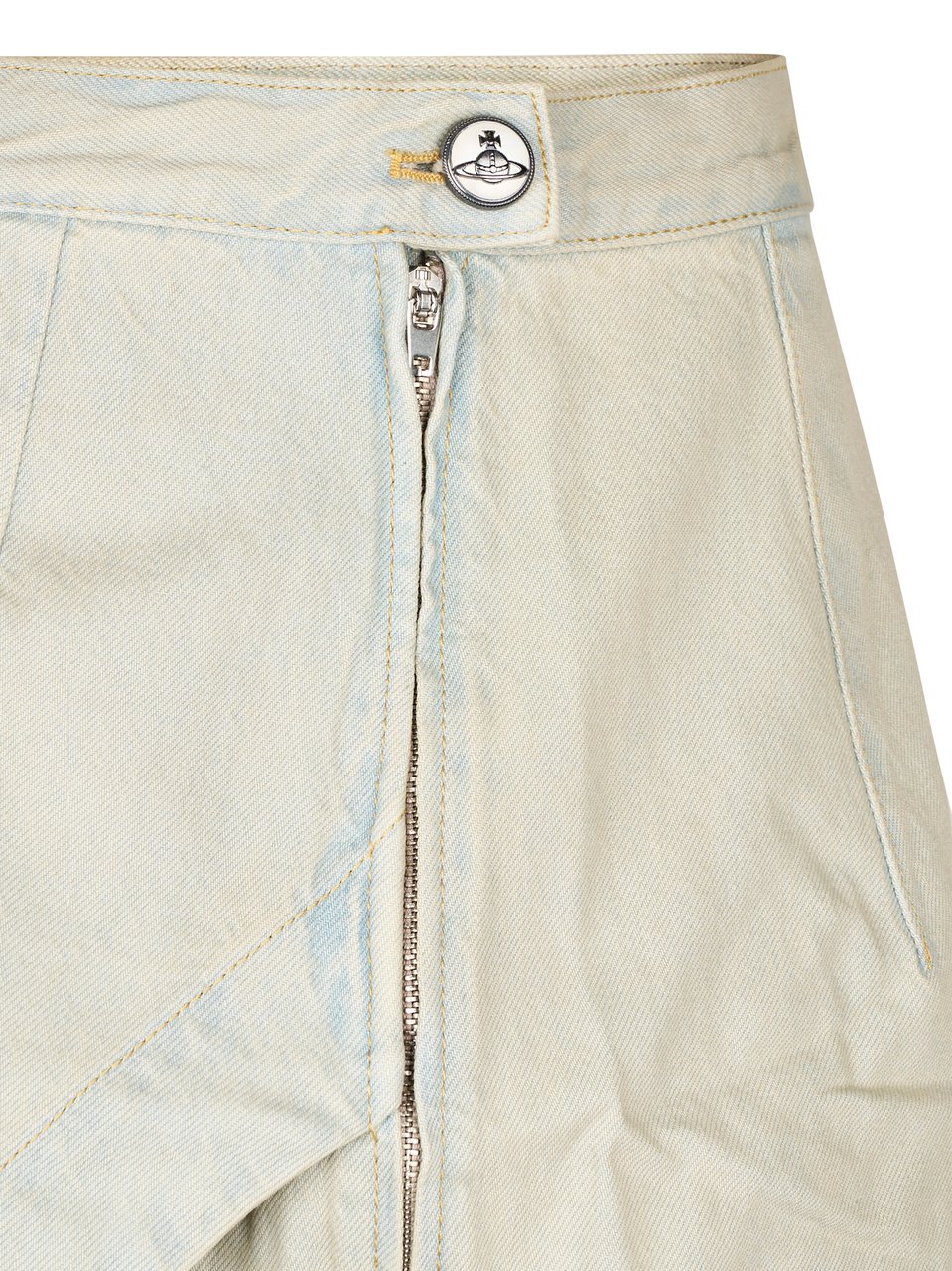 Vivienne Westwood Mini Denim Skirt with Asymmetrical Flap Wit