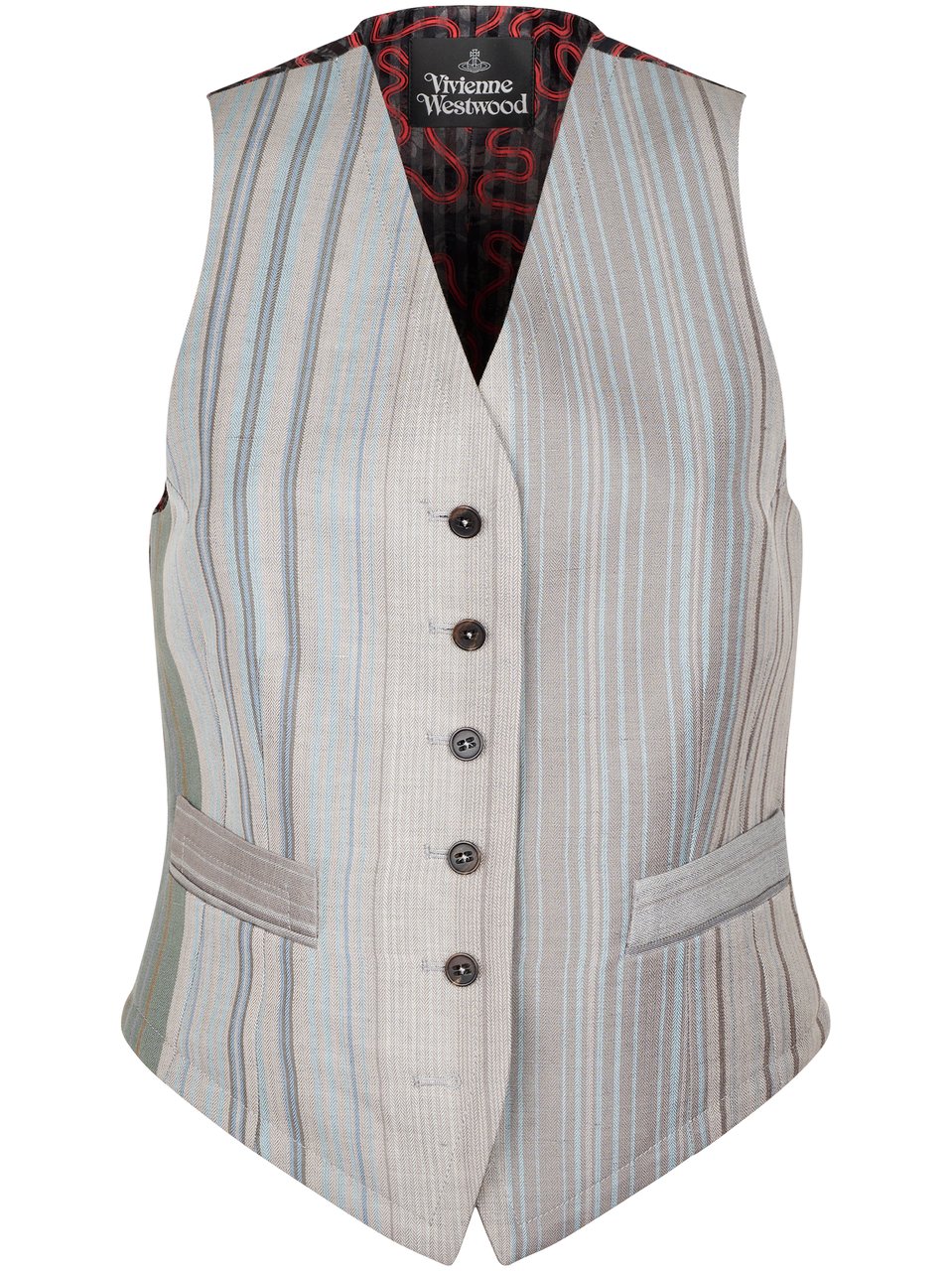 Vivienne Westwood Tailored Waistcoat with Vertical Stripes and Abstract Back Wit
