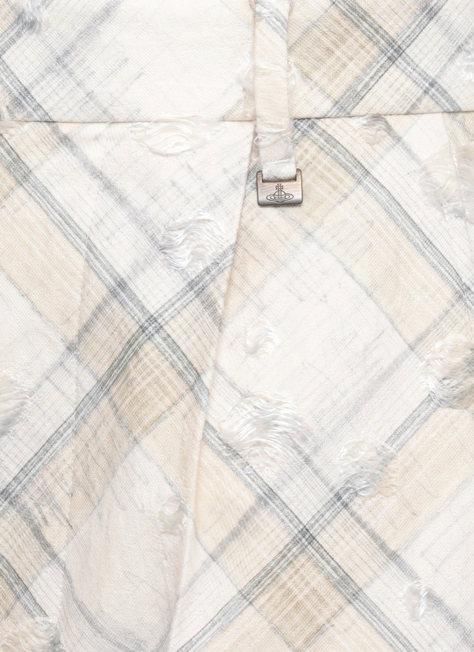 Vivienne Westwood Ivory Ray Palazzo Checked Flared Pants Wit