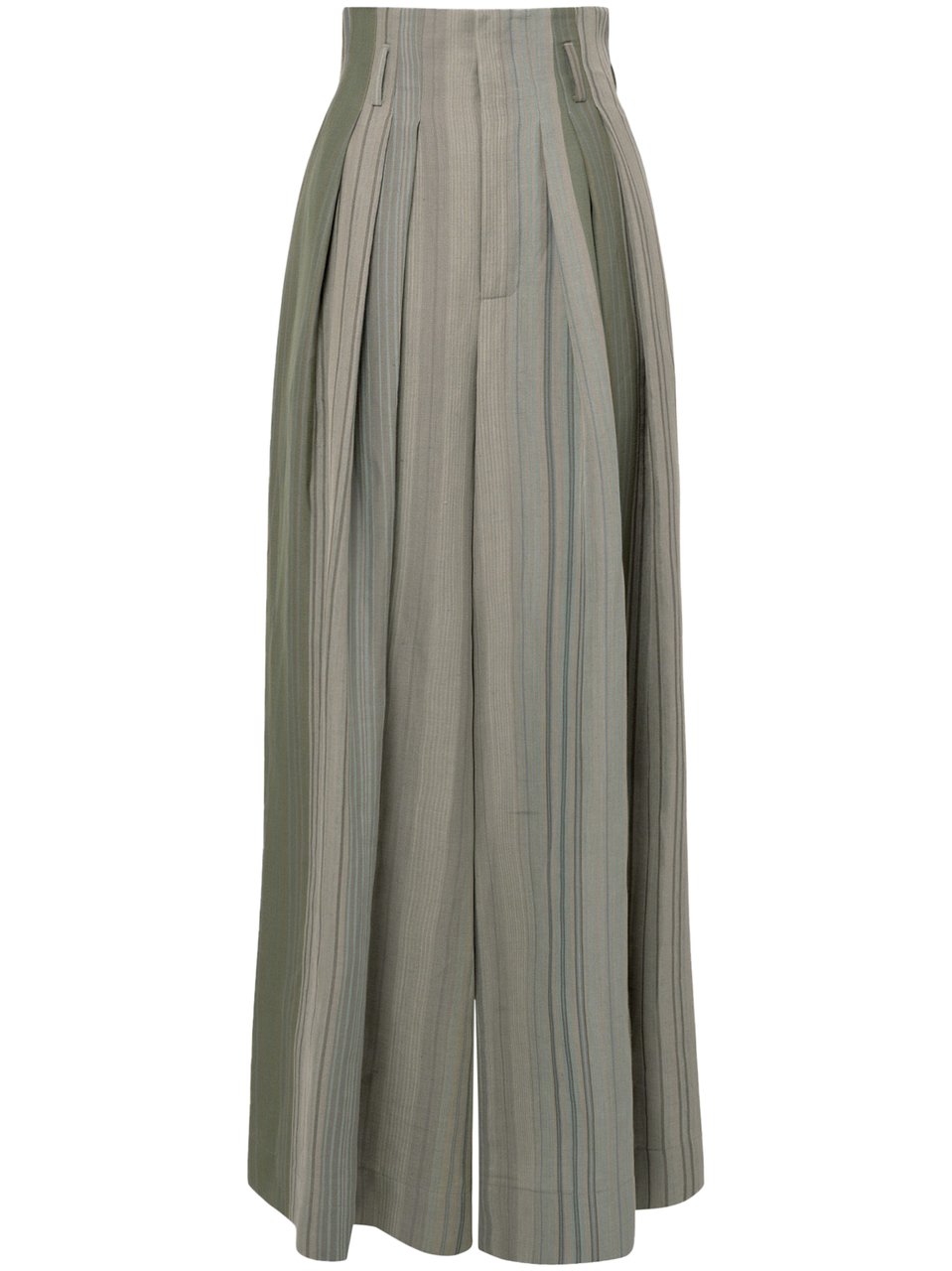 Vivienne Westwood Wide-Leg Trousers with Pleated Design and Textured Stripes Grijs