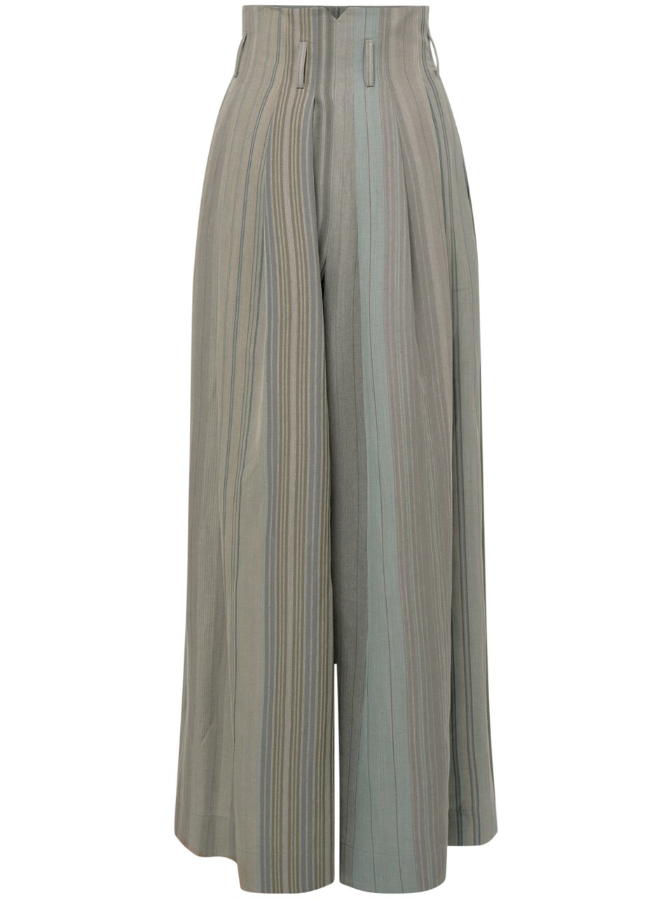 Vivienne Westwood Wide-Leg Trousers with Pleated Design and Textured Stripes Grijs