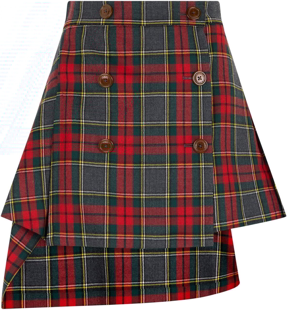 Vivienne Westwood Asymmetrical Skirt in Wool Tartan Divers