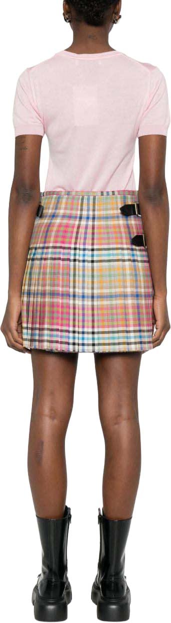Vivienne Westwood Multicolor Plaid Skirt With Frayed Hem Roze