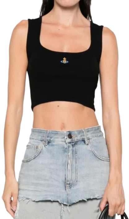 Vivienne Westwood Cropped Rib Vest Black Zwart