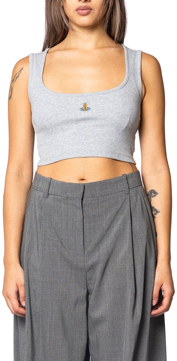 Vivienne Westwood CROPPED RIB VEST GREY MELANGE Grijs
