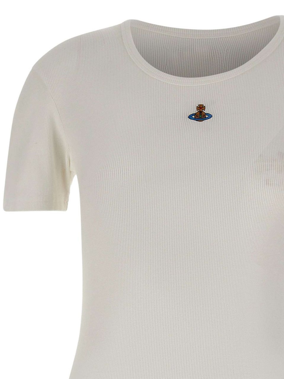 Vivienne Westwood Off-White Ribbed Button Orb Top Wit