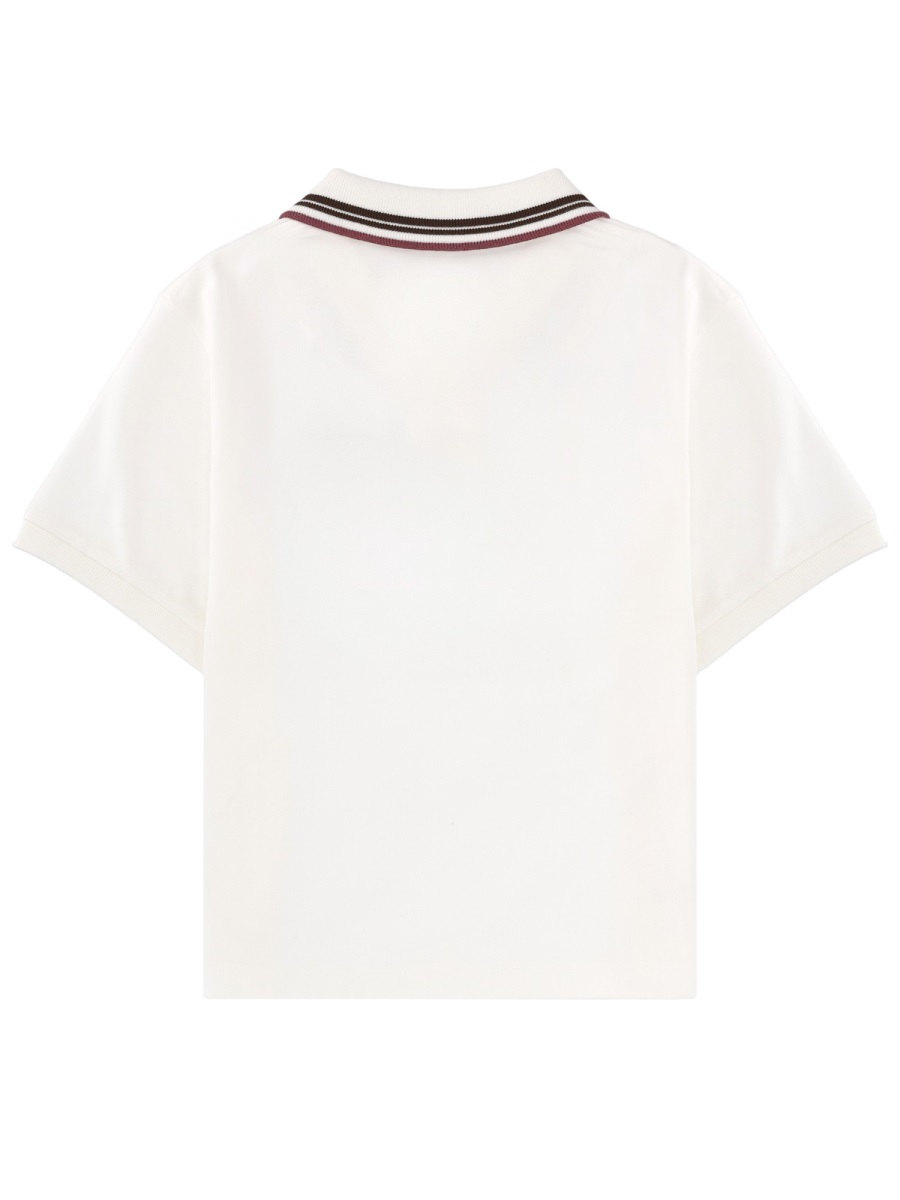 Vivienne Westwood Cropped Cotton Striped Collar Polo Shirt Wit