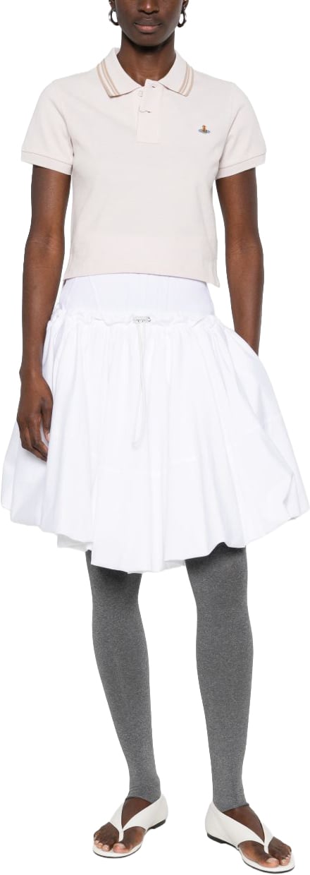Vivienne Westwood Cropped Double Stripe Cotton Polo Shirt Neutraal
