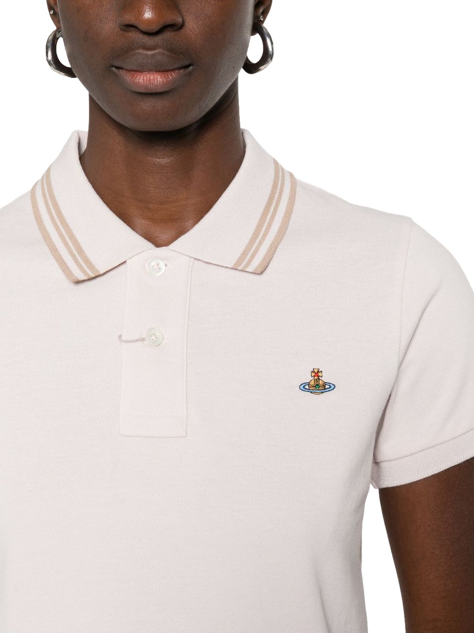 Vivienne Westwood Cropped Double Stripe Cotton Polo Shirt Neutraal