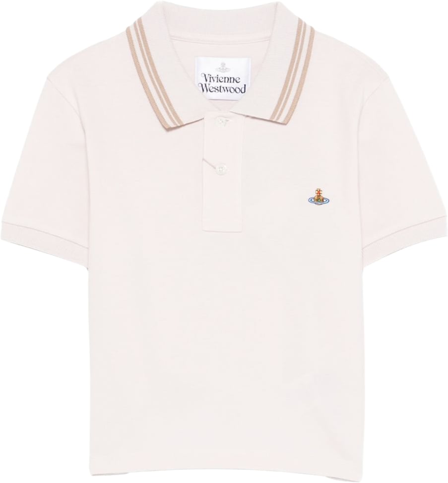 Vivienne Westwood Cropped Double Stripe Cotton Polo Shirt Neutraal