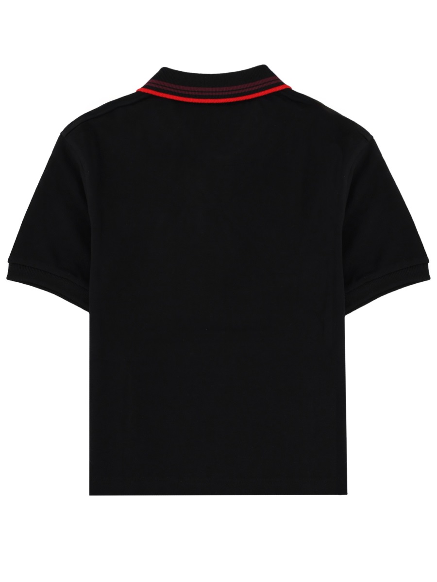 Vivienne Westwood Striped Collar Logo Chest Polo Shirt Zwart