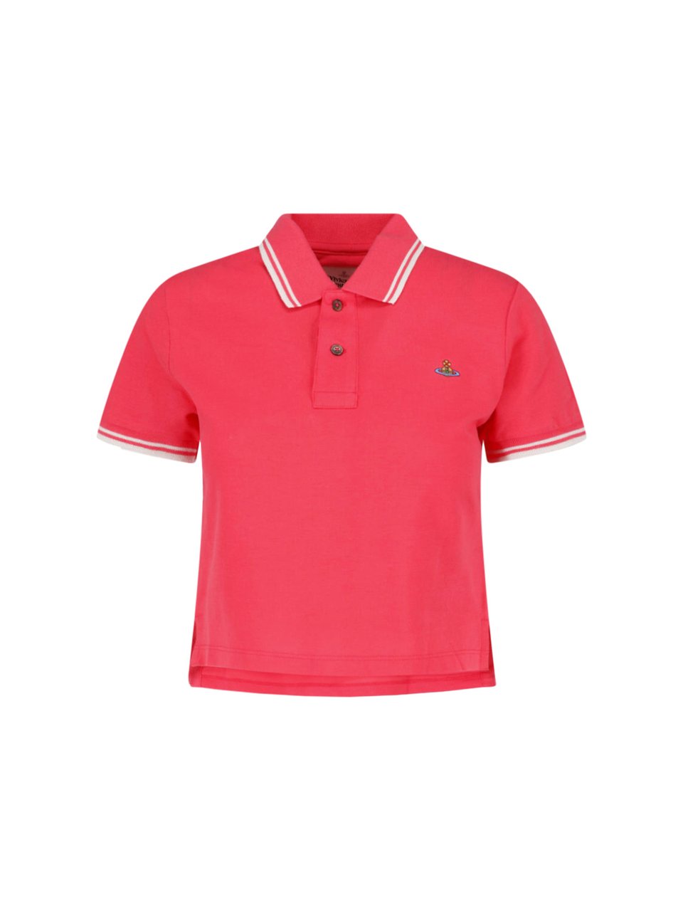Vivienne Westwood Cropped Polo Shirt with Double Stripe Detailing Rood