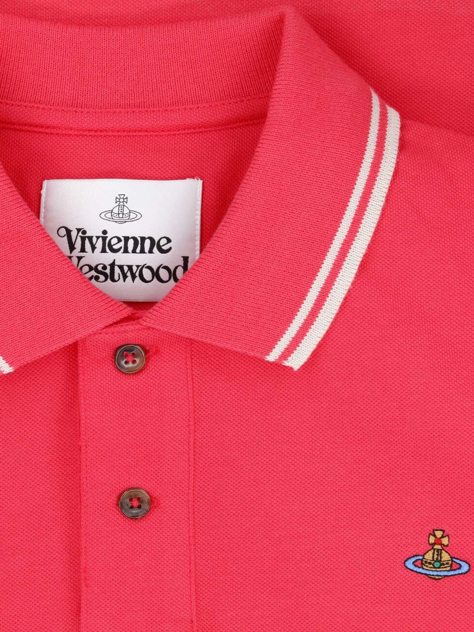 Vivienne Westwood Cropped Polo Shirt with Double Stripe Detailing Rood