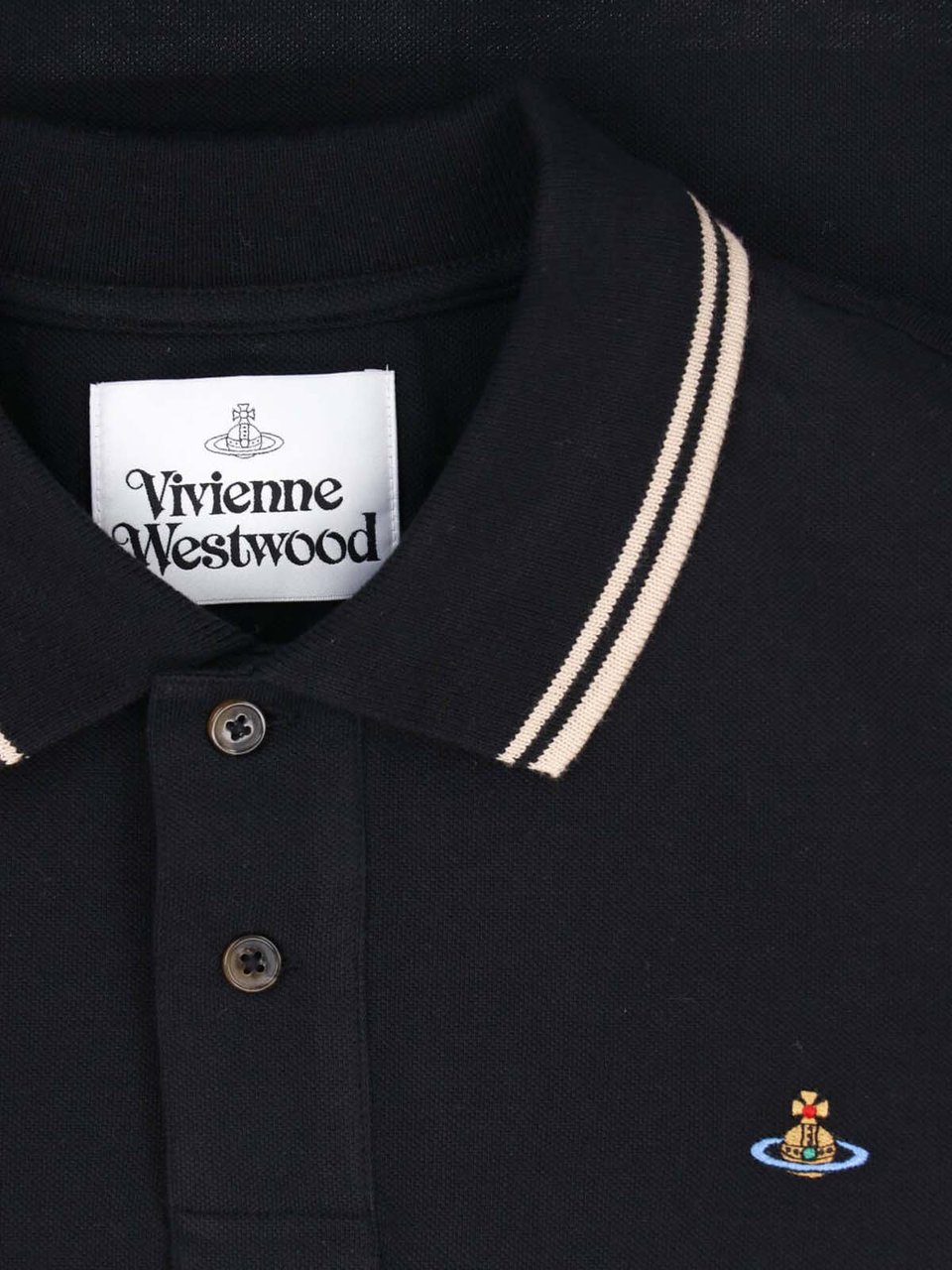 Vivienne Westwood Cropped Polo Shirt with Classic Collar Zwart