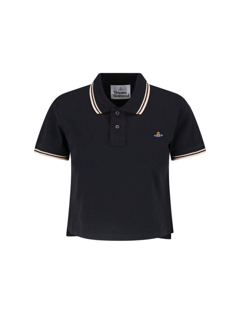 Vivienne Westwood Cropped Polo Shirt with Classic Collar Zwart