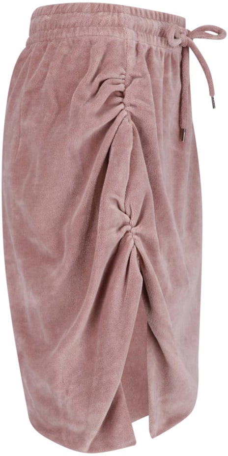 Vivienne Westwood Pink Ruched Drawstring Velvety Skirt Roze