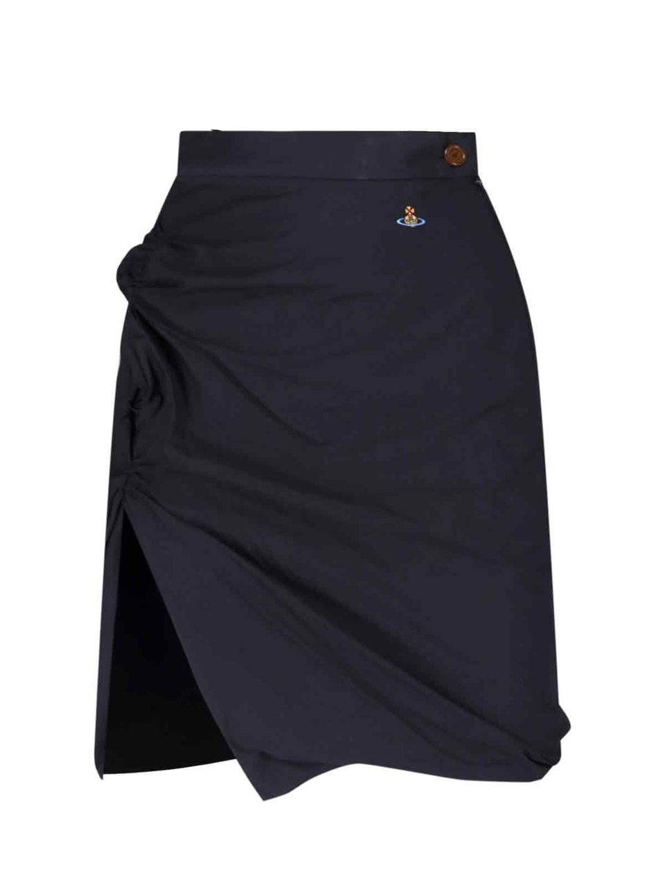 Vivienne Westwood Ruched Design Skirt with Front Slit Zwart