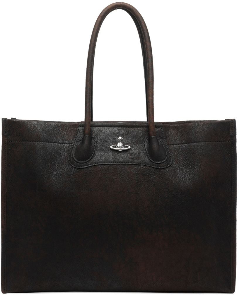 Vivienne Westwood Brown Calf Leather Shoulder Bag Zwart