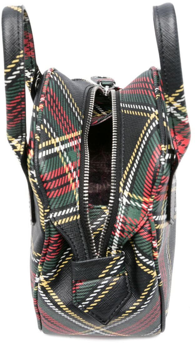 Vivienne Westwood Structured Handbag with Tartan Check Pattern Grijs