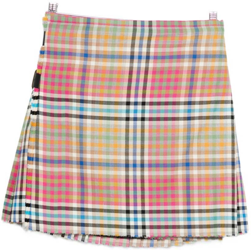 Vivienne Westwood Multicolor Plaid Skirt With Frayed Hem Roze