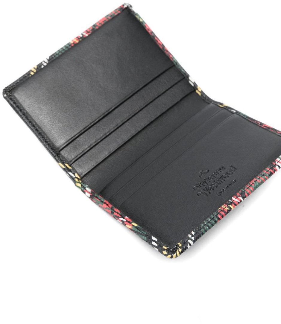 Vivienne Westwood Compact Black Tartan Plaid Wallet Grijs