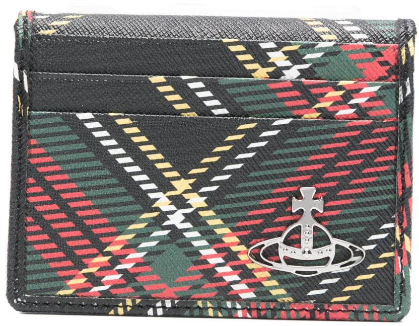 Vivienne Westwood Compact Black Tartan Plaid Wallet Grijs