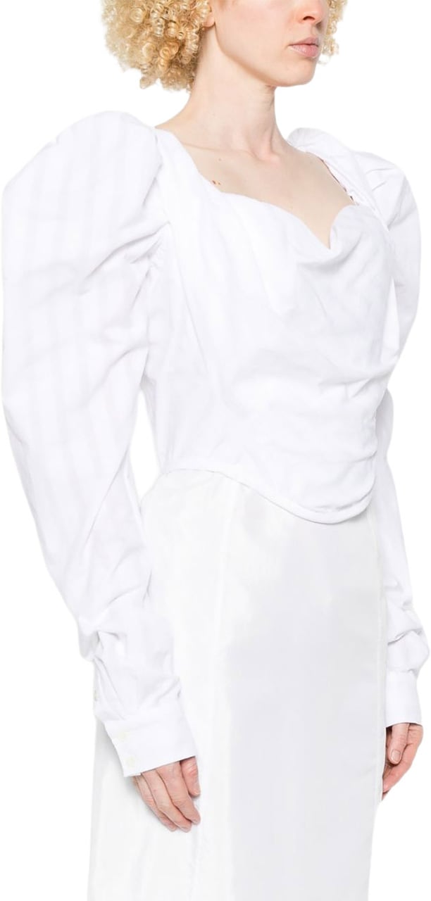 Vivienne Westwood White Sweetheart Neck Puff Sleeve Top Wit