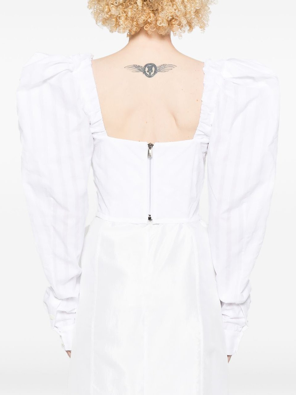 Vivienne Westwood White Sweetheart Neck Puff Sleeve Top Wit