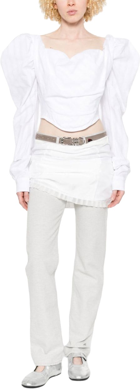 Vivienne Westwood White Sweetheart Neck Puff Sleeve Top Wit
