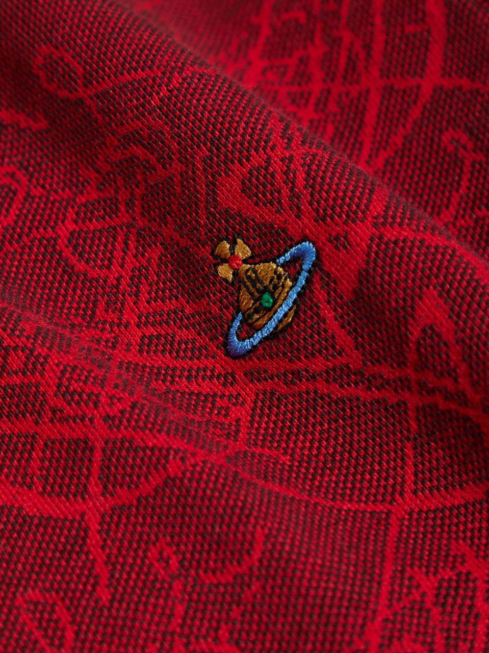 Vivienne Westwood Red Silk and Nylon Crew Neck Polo Rood