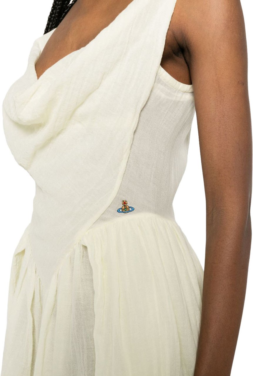 Vivienne Westwood Yellowish White Orb Logo Sleeveless Dress Wit