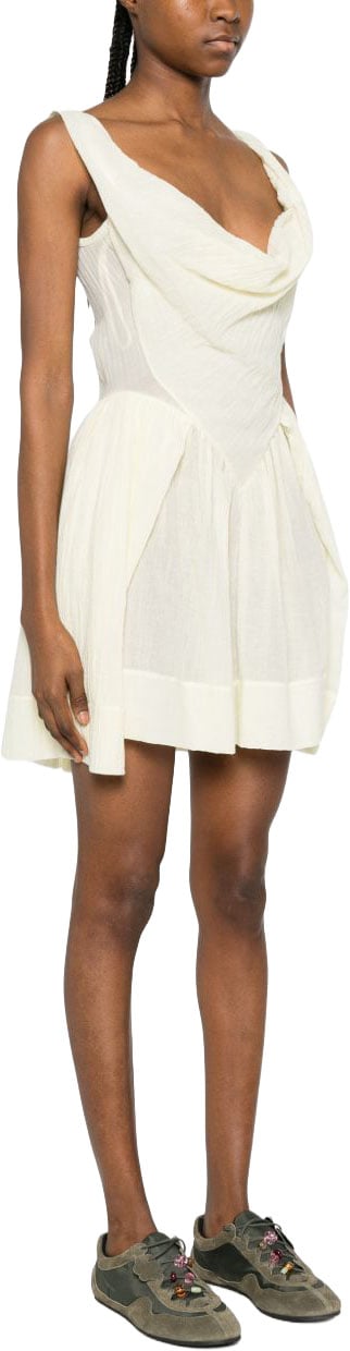 Vivienne Westwood Yellowish White Orb Logo Sleeveless Dress Wit