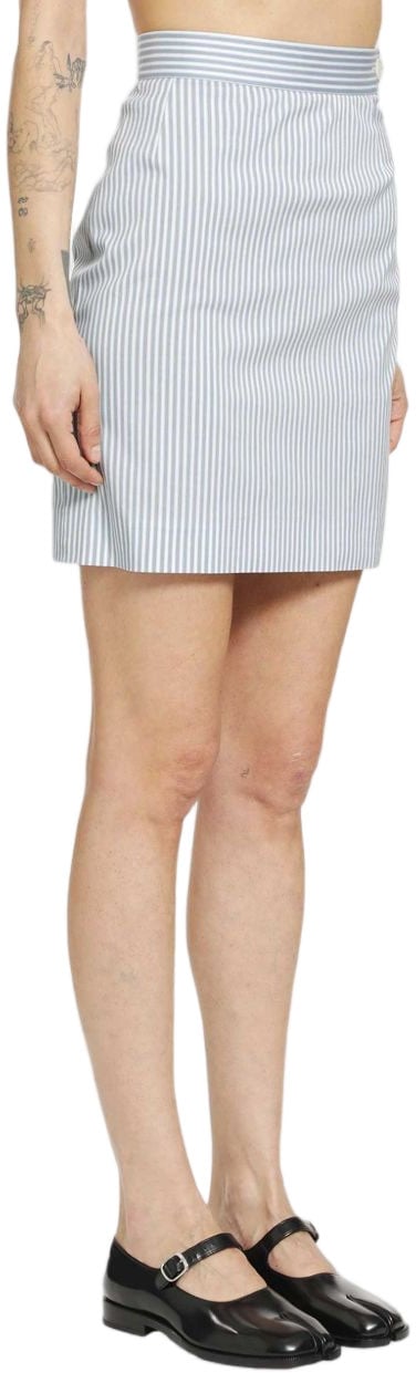 Vivienne Westwood Slim-Fit Blue Mini Skirt with Vertical Pinstripes Blauw