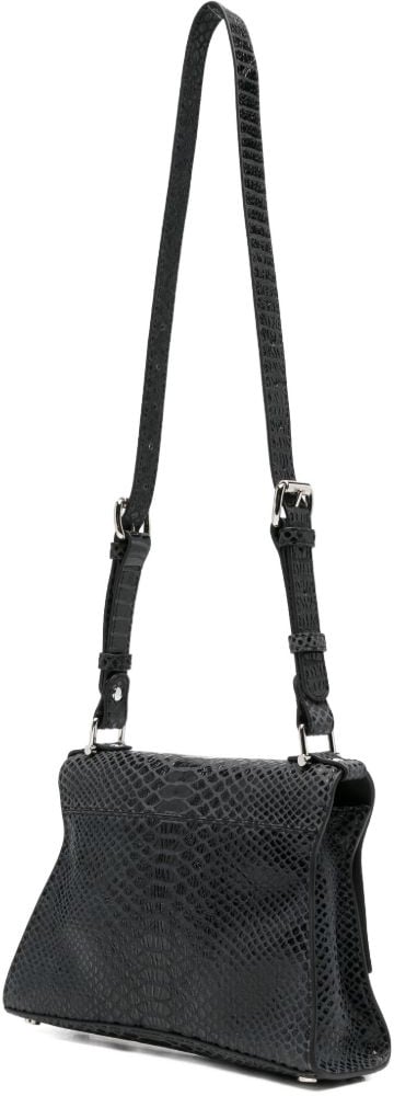 Vivienne Westwood Dark Grey Snakeskin Textured Foldover Bag Grijs